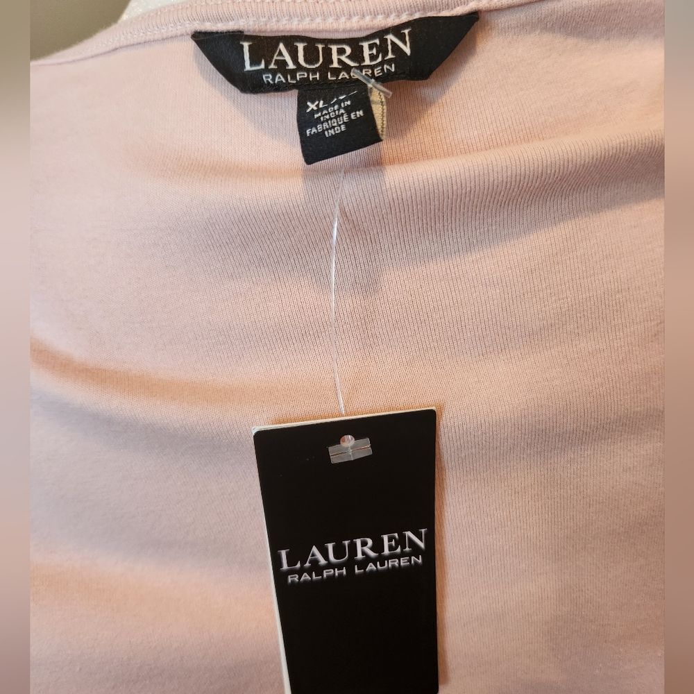 Ralph Lauren 3/4 sleeve Lace trim Henley pale pink - Picture 5 of 6